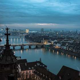 Basel Panorama am Abend