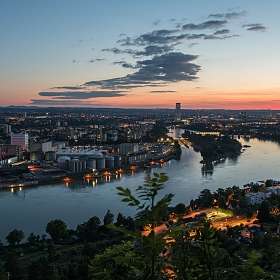 Basel Rhein Sonnenuntergang Ausblick vom Hornfelsen Deutschland